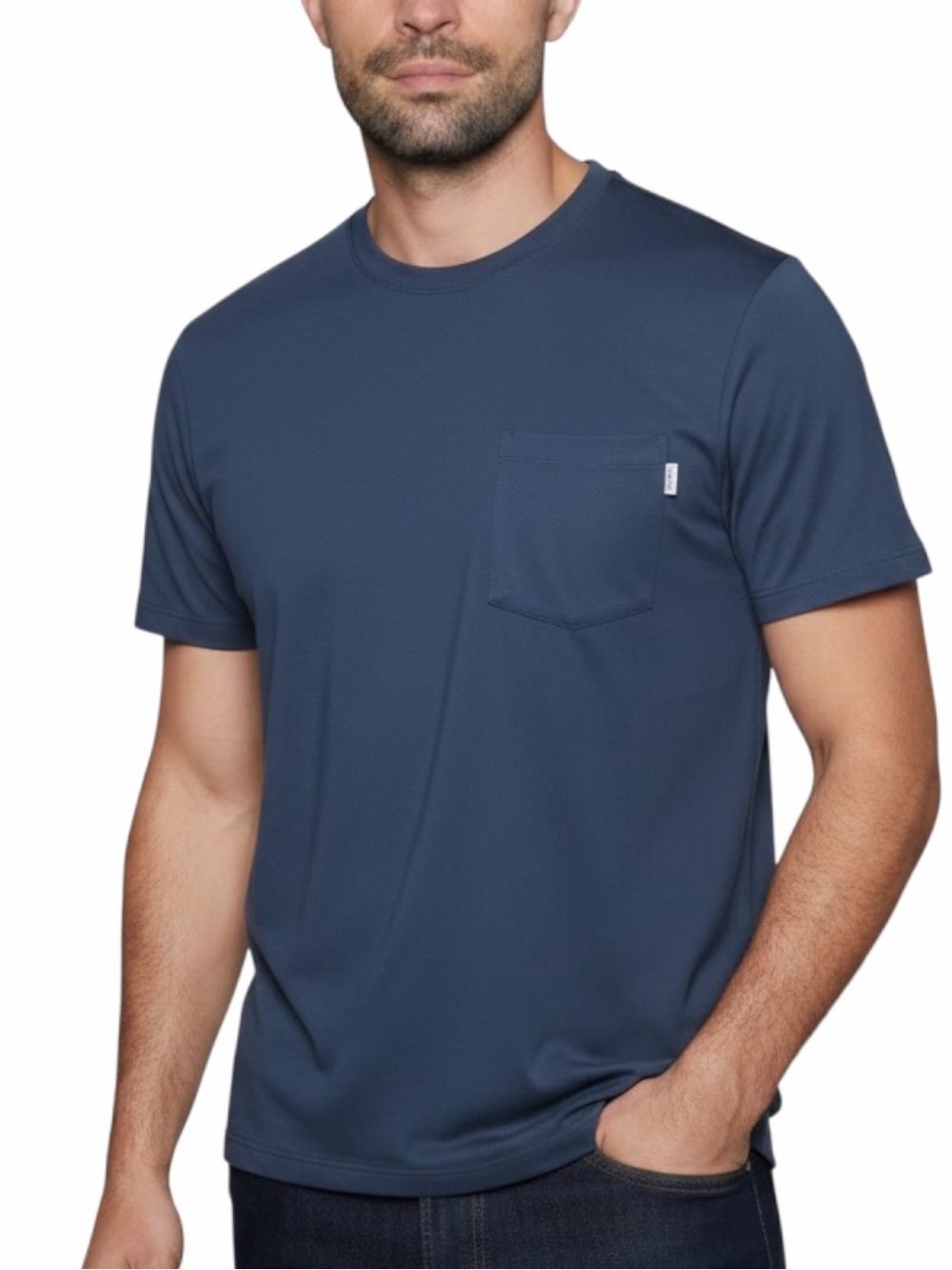 Onia Men's Blue Performance T-Shirt M Short Sleeve Chest Pocket Athletic Fit Top